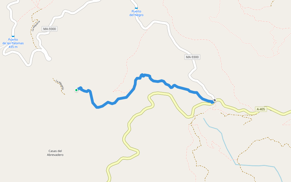 Camino de La Alqueria walking route map in Gaucín