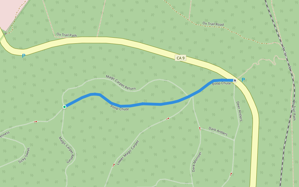 Poop Chute walking route map in Felton