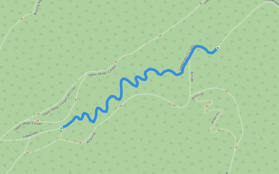 Sidewinder/15 Turns walking route map in Felton