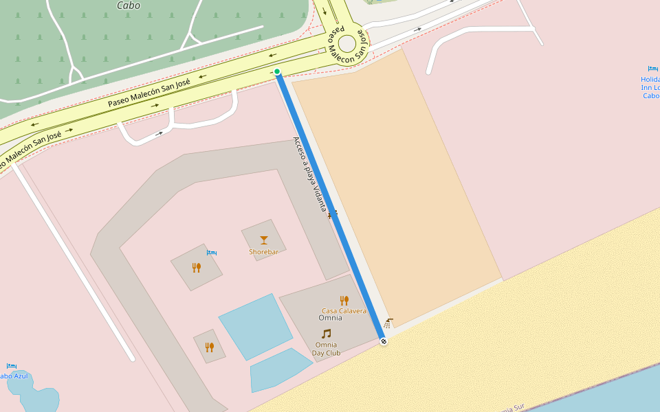 Acceso a playa Vidanta walking route map in San José del Cabo