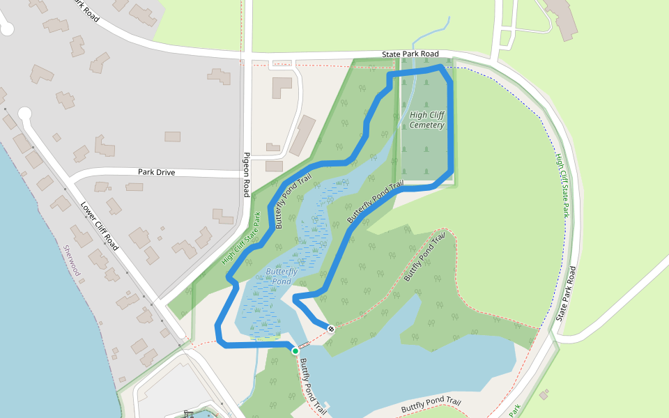 Butterfly Pond Trail walking route map in Sherwood