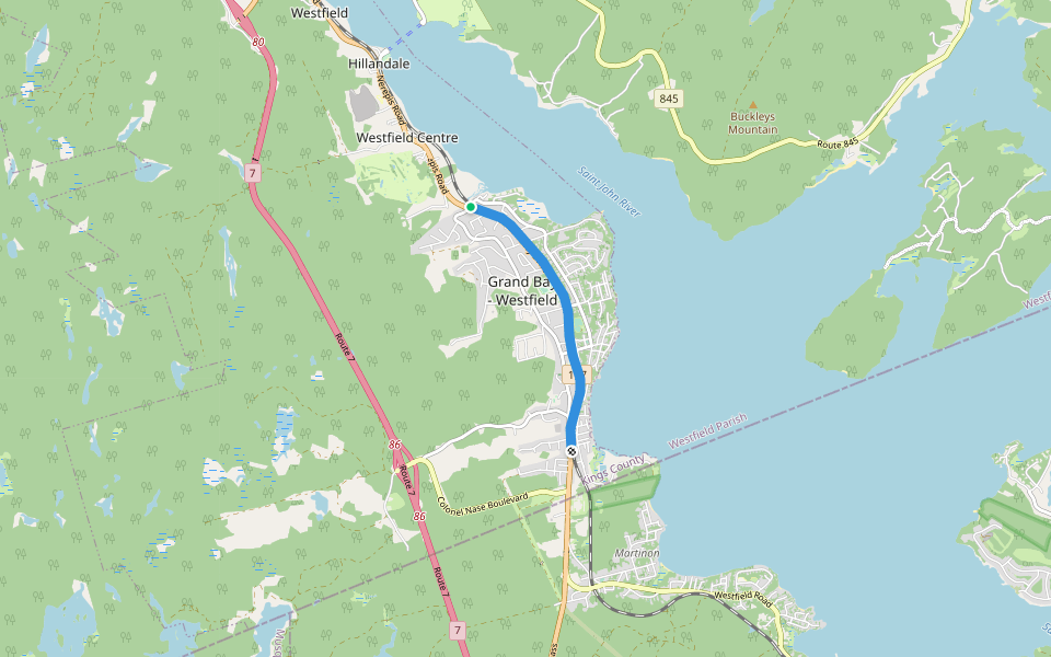 Municipal Heritage Trail walking route map in Grand Bay-Westfield