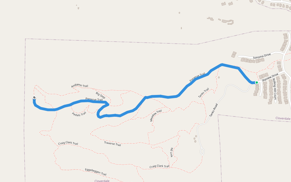 Preserve Trail walking route map in Cloverdale