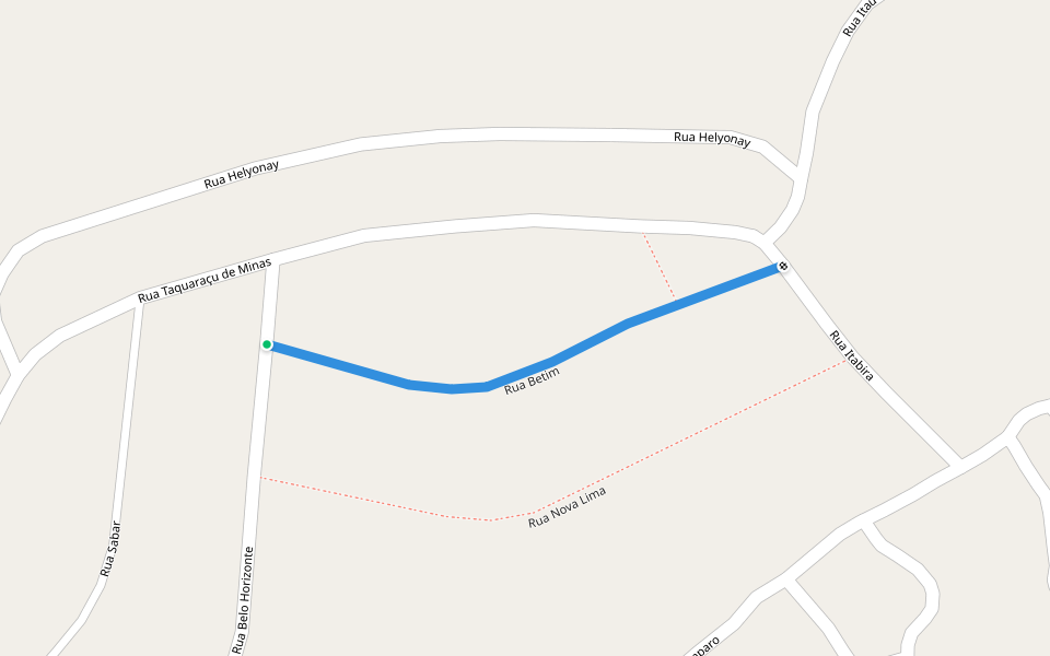 Rua Betim walking route map in Nova União