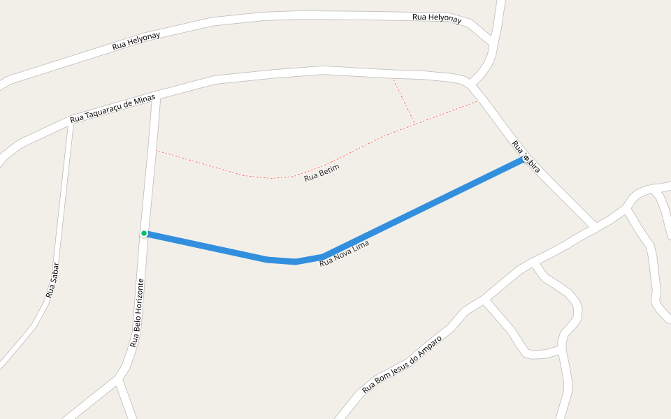 Rua Nova Lima walking route map in Nova União