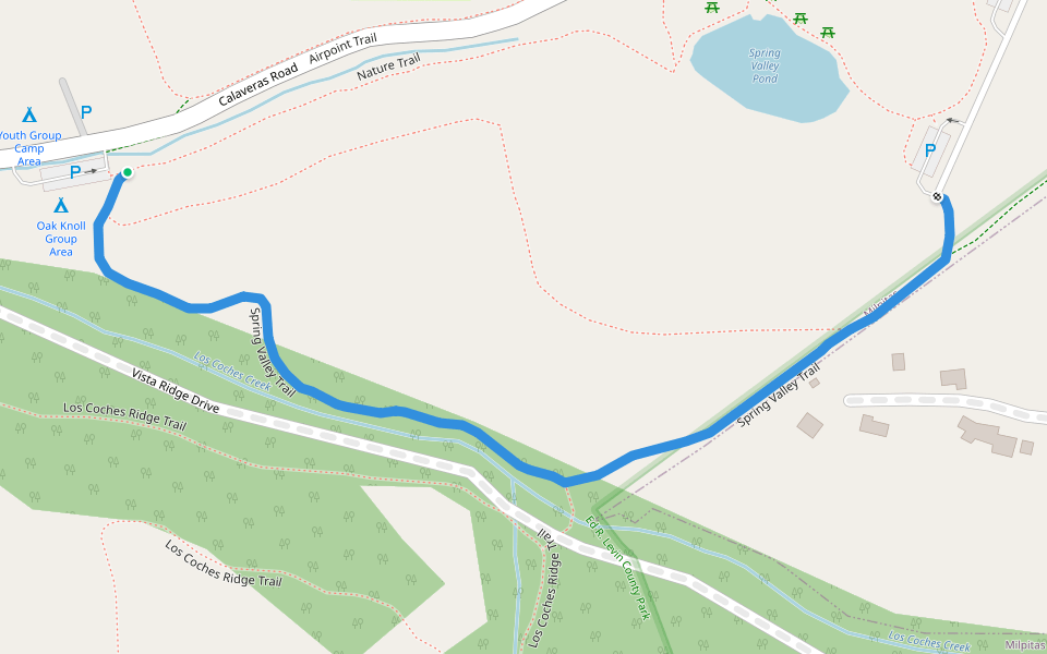 Spring Valley Trail walking route map in Milpitas