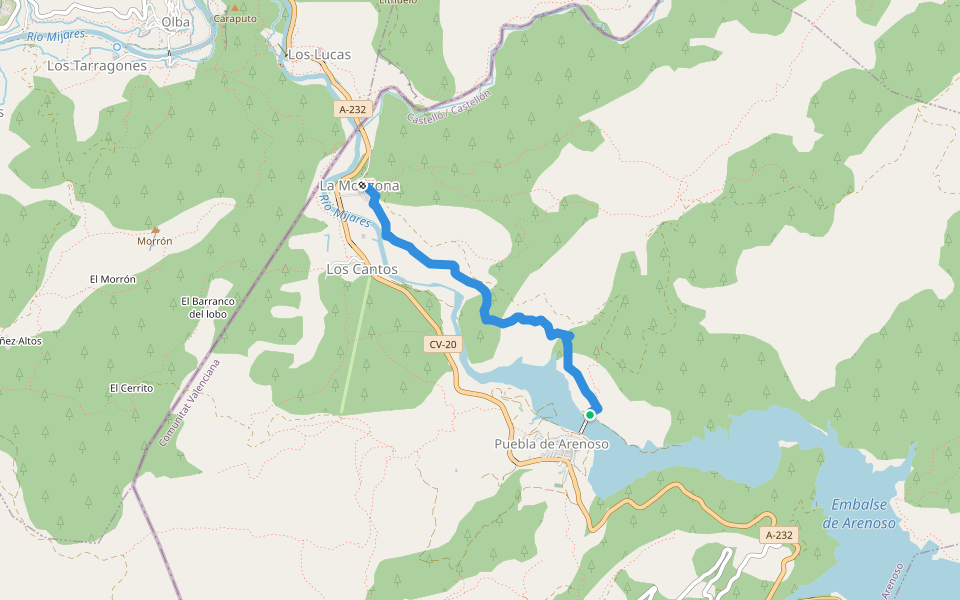 Senda Monzona - Puebla Arenoso walking route map in Puebla de Arenoso