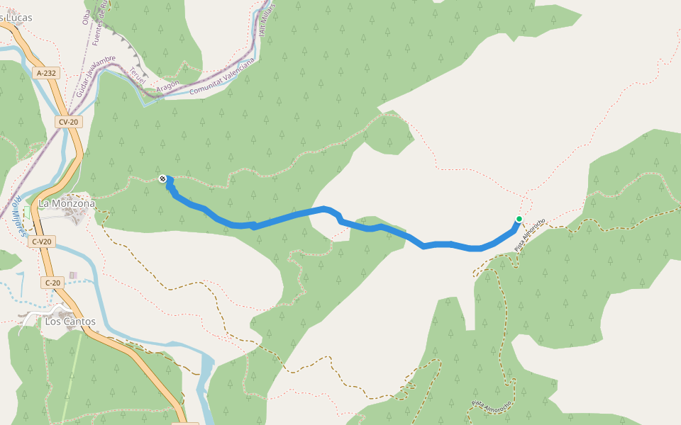 Senda Clasica walking route map in Puebla de Arenoso