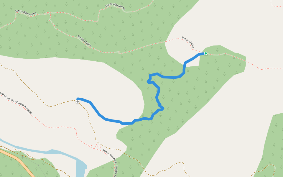Senda Variante Solana walking route map in La Monzona