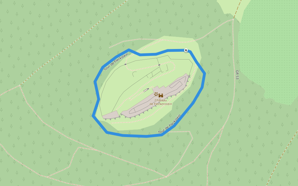 Tour de Fleckstein walking route map in Lembach