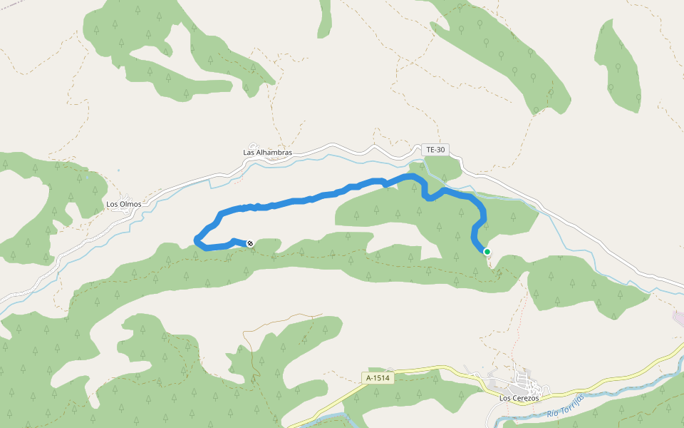 Las Agujas de las Alhambras walking route map in Manzanera