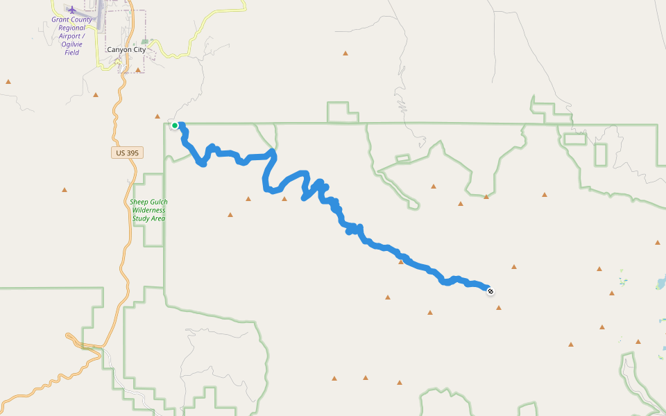 Canyon Mountain Trail #218 walking route map in Canyon City