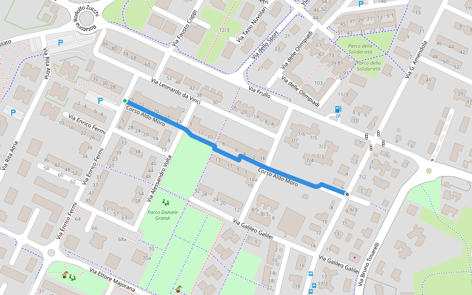 Corso Aldo Moro walking route map in Castenaso