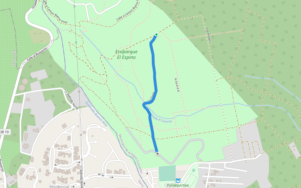 La Zorra walking route map in Santa Tecla