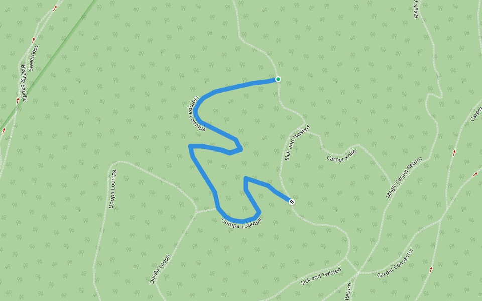 Oompa Loompa walking route map in Felton