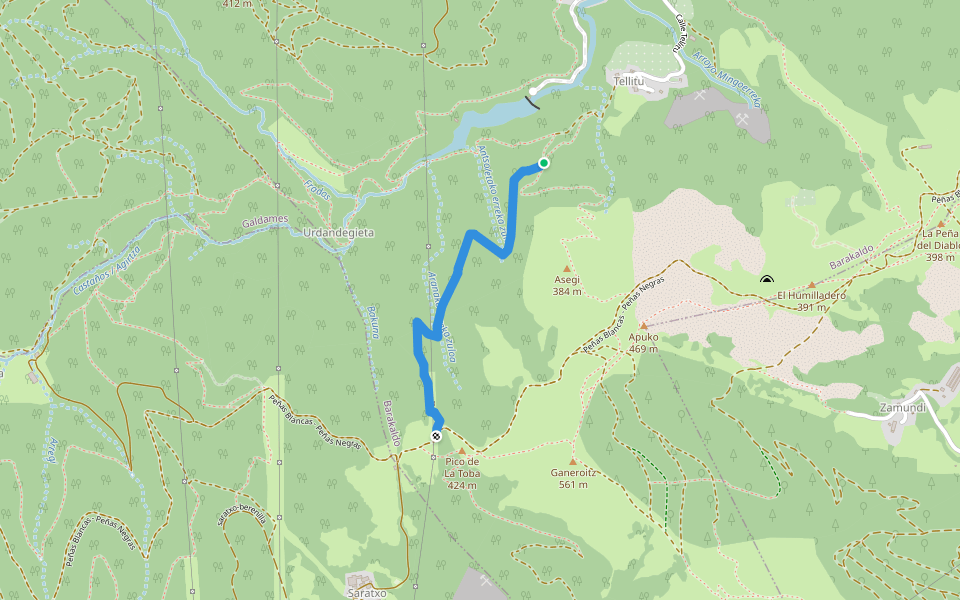 Sendero del Regato walking route map in Barakaldo