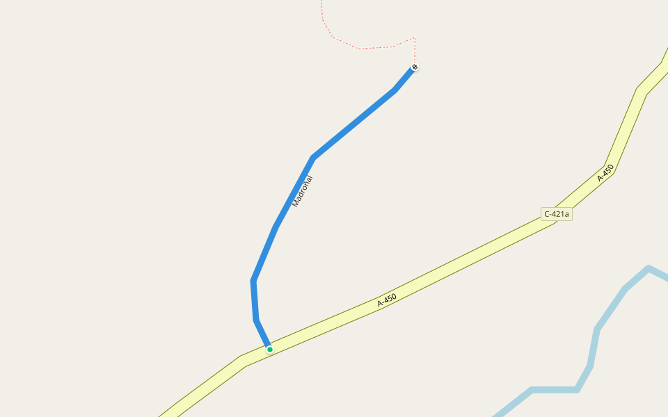 Madroñal walking route map in Cazalla de la Sierra