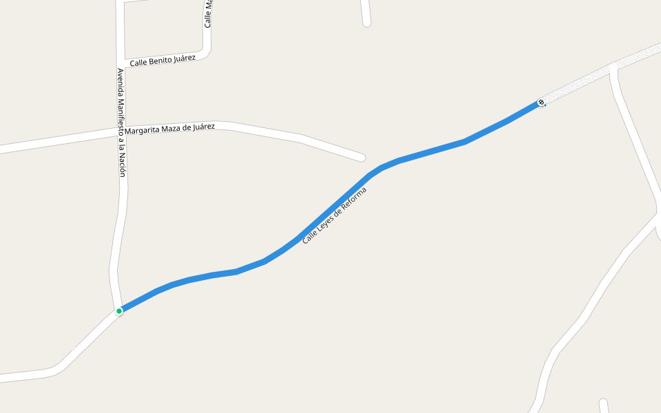 Calle Leyes de Reforma walking route map in Acatlán