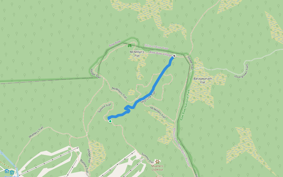 Tanjil Link Trail walking route map in Baw Baw Village