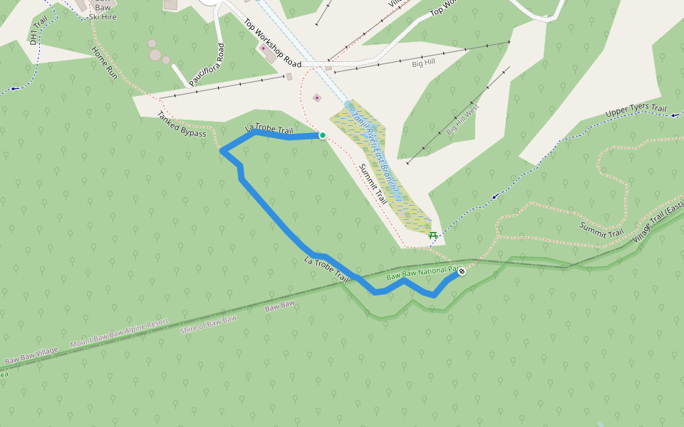 La Trobe Trail walking route map in Baw Baw Village