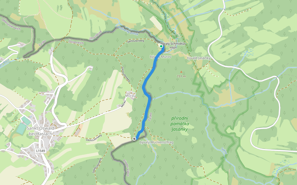Steilstufenweg walking route map in Přední Výtoň