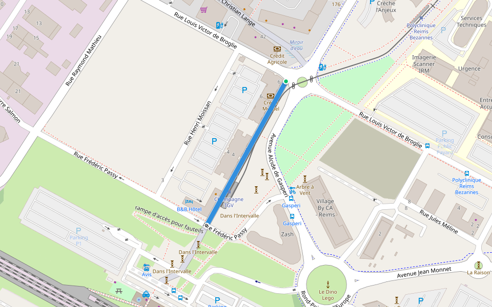 Esplanade Alfred Nobel walking route map in Bezannes