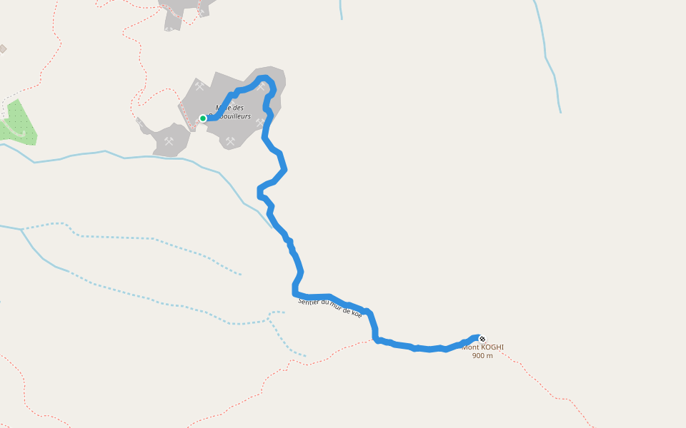 Sentier du mur de koé walking route map in Dumbéa