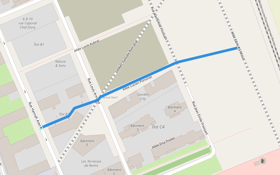 Allée Lucien Ponsinet walking route map in Reims