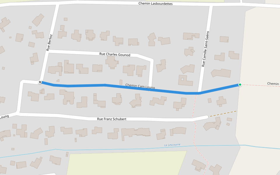 Chemin Cam Loung walking route map in Lescar