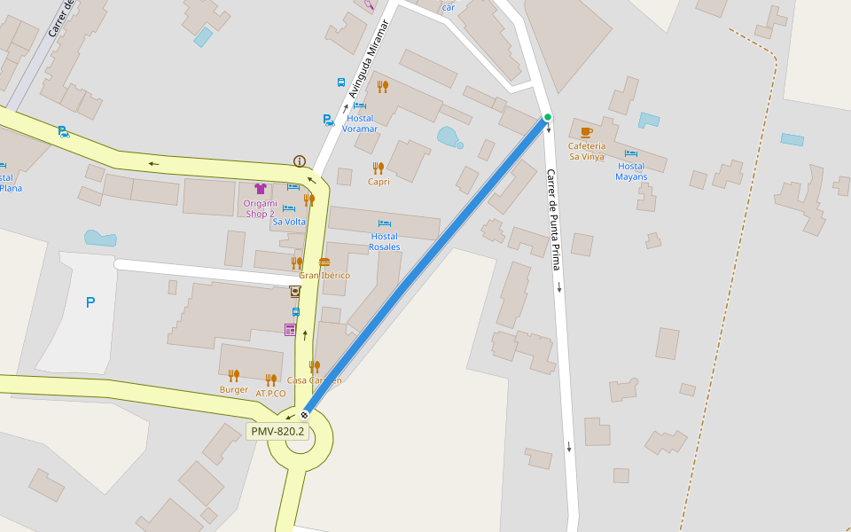 Carrer Xaloc walking route map in Es Pujols