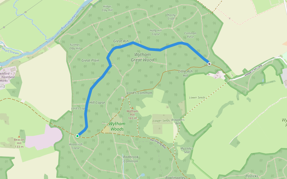 Middle Ride walking route map in Cumnor