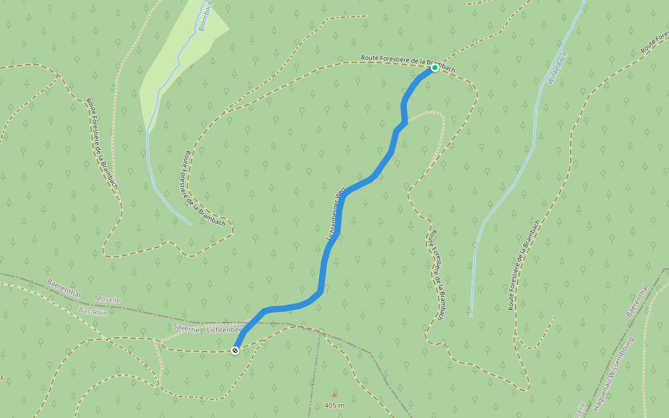 Lichtenberger Weg walking route map in Baerenthal