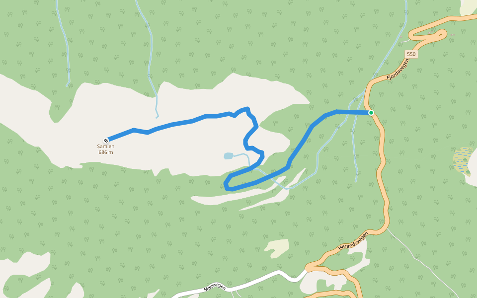 Samlen walking route map in Herand