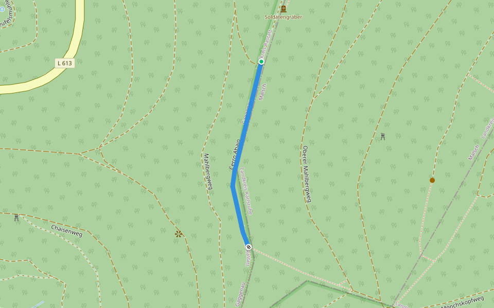 Cerro Abajo walking route map in Malsch