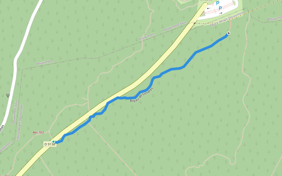 Boyau de Londres walking route map in Fleury-devant-Douaumont