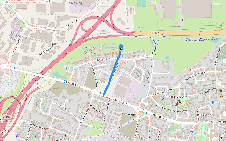 Allée des Monnayers walking route map in Saint-Barthélemy-d'Anjou