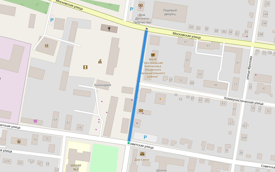 улица Гагарина walking route map in Insar