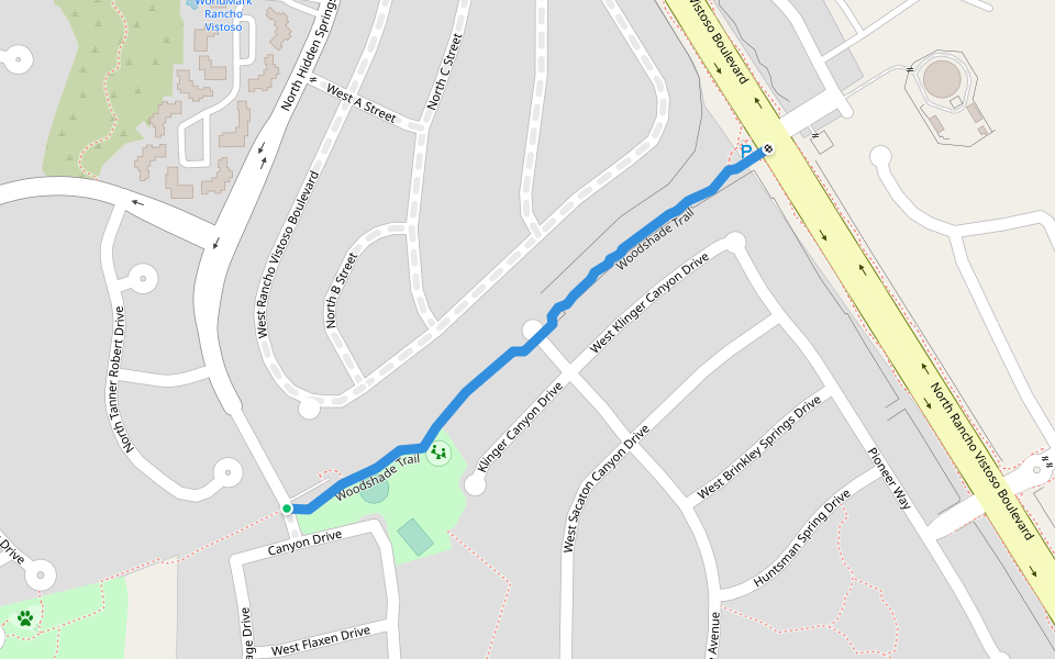 Woodshade Trail walking route map in Oro Valley