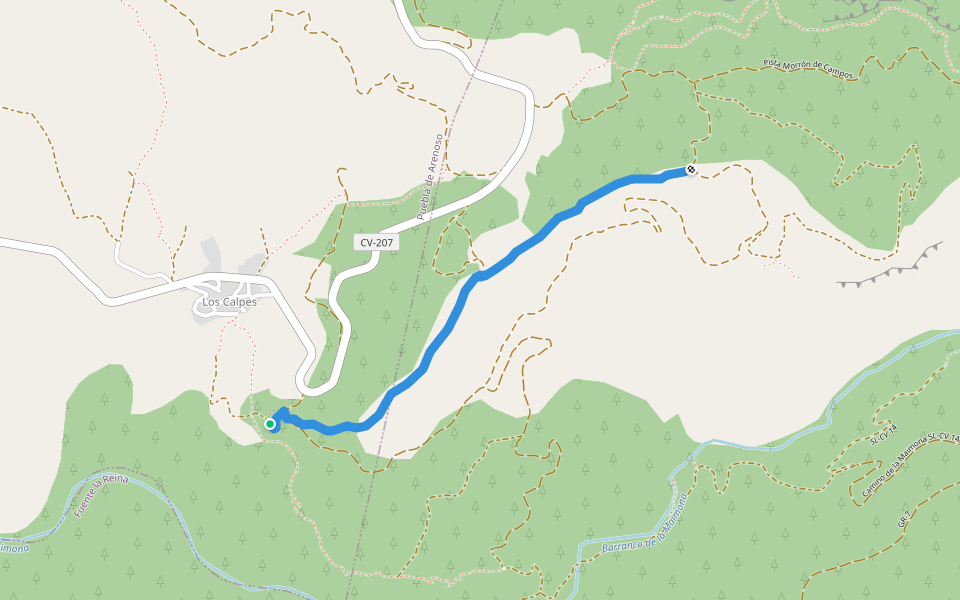 Senda Calpes - Morrón walking route map in Puebla de Arenoso
