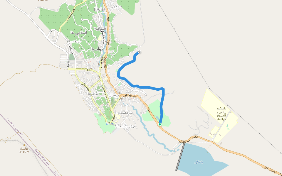 جاده سلامت شرفی walking route map in Khansar