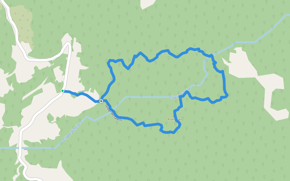 Sentier des Géants walking route map in Saül