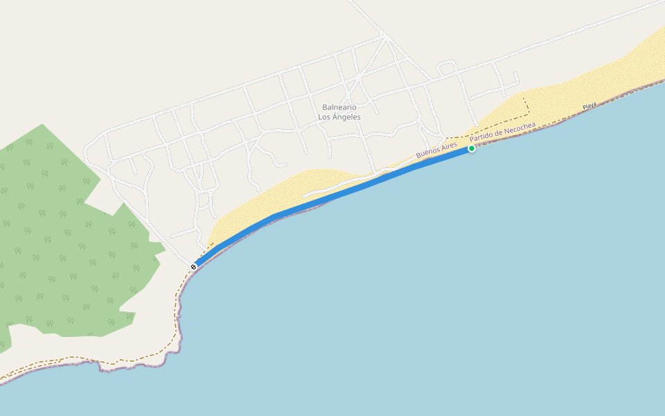 Playa walking route map in Balneario Los Angeles