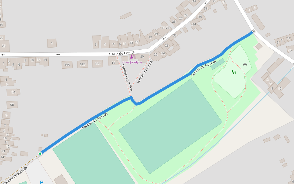 Sentier du Faux-Ri walking route map in Sombreffe