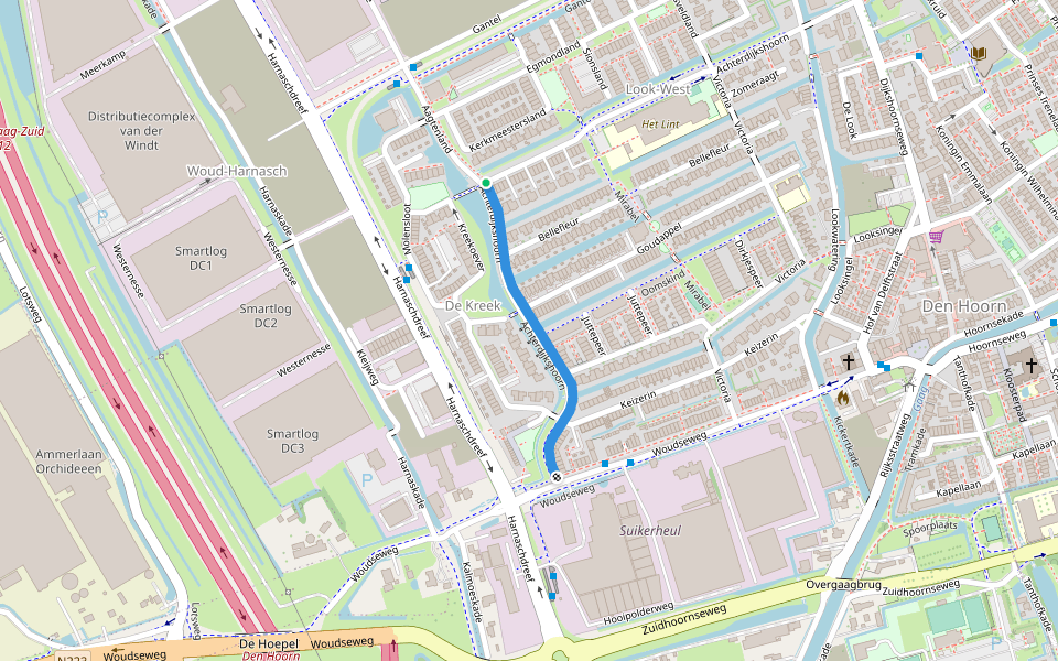 Achterdijkshoorn walking route map in Den Hoorn