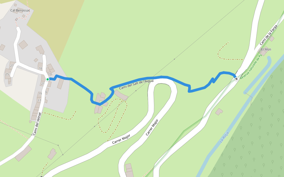 Cami del Salt de l'Aigua walking route map in Py