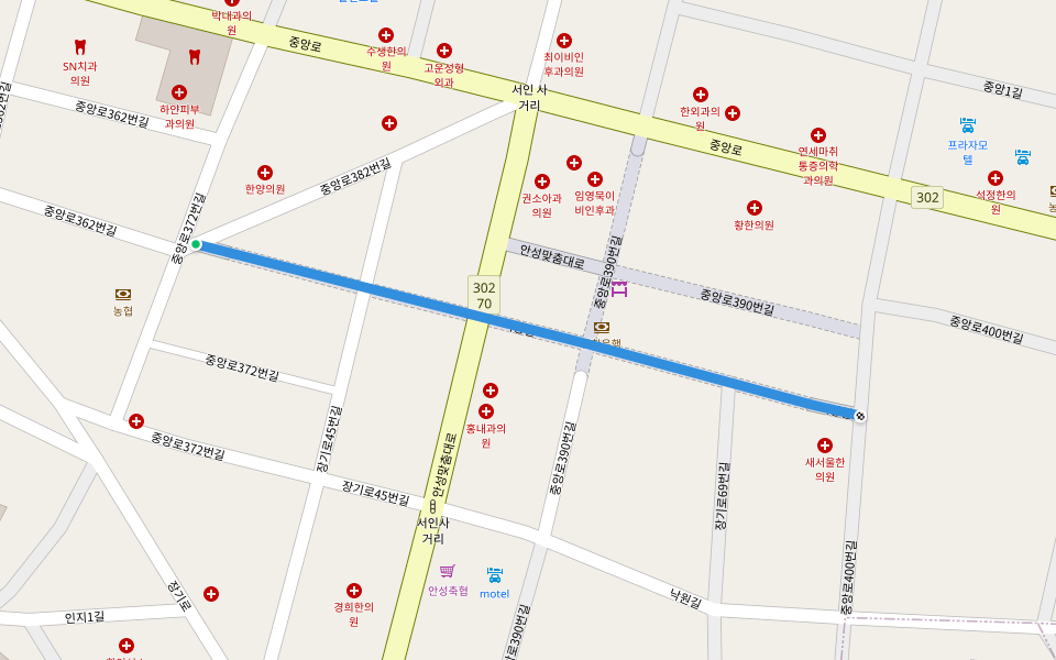 시장길 walking route map in Anseong-si