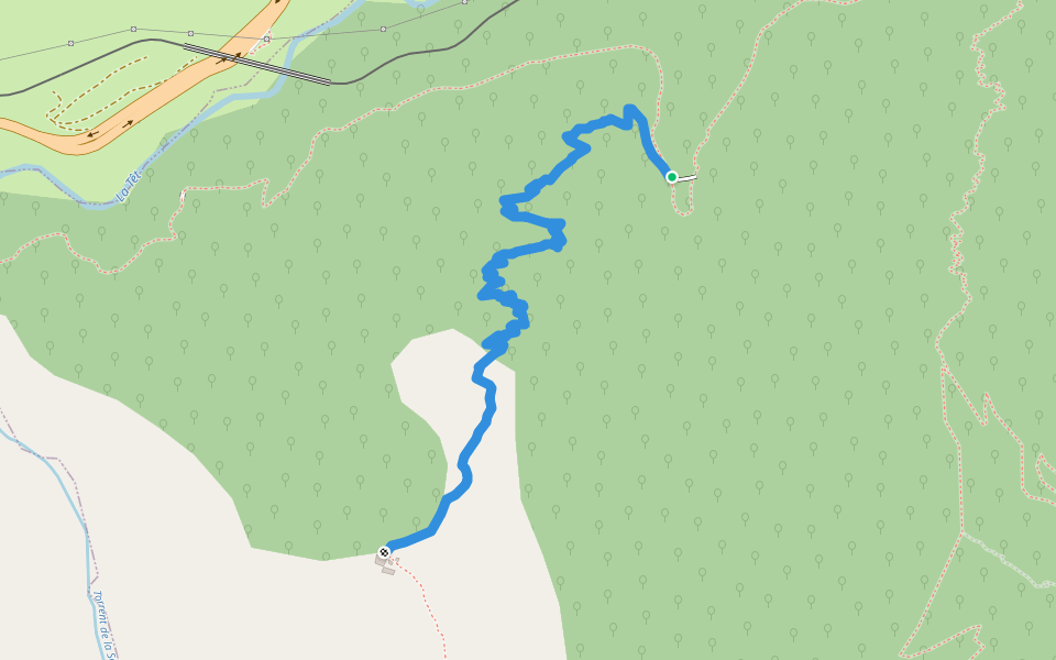 Sentier du Mas Baret walking route map in Thuès-Entre-Valls