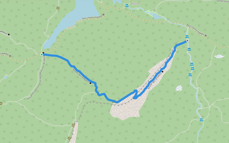 Sentier des remparts walking route map in Rouyn-Noranda