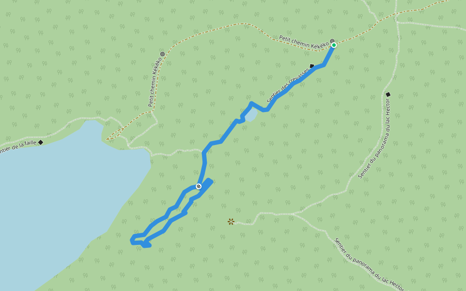 Sentier des crevasses walking route map in Rouyn-Noranda