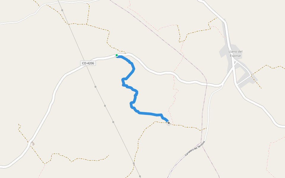 Sendero a Cerro Macho walking route map in Montilla